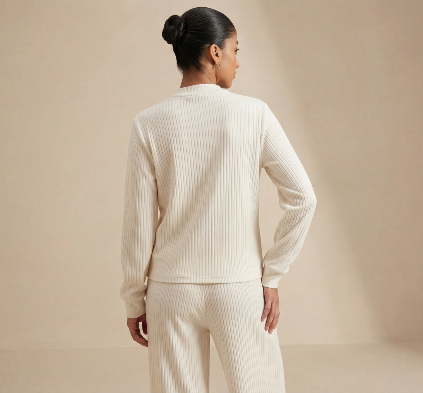 IVORY RIBBED ZIP CO-ORD SET - The Complete 2-Piece Look