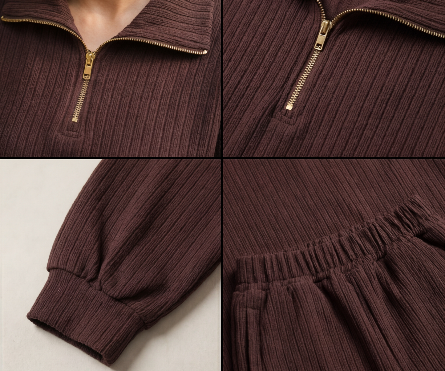 ESPRESSO RIBBED MOCK-NECK SET