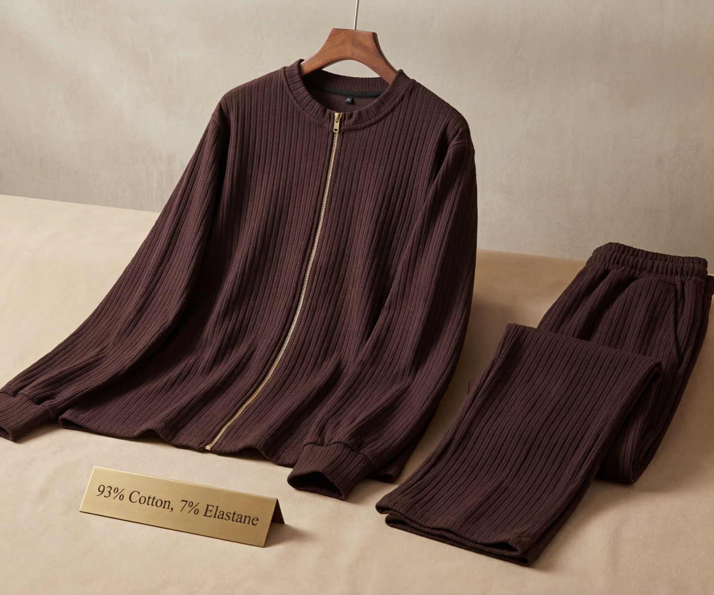 ESPRESSO RIBBED ZIP CO-ORD SET